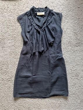 Marni 2010 winter charcoal gray ruffle mini tunic dress size IT 44/8